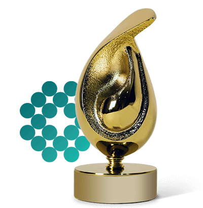 Golden award with dot background