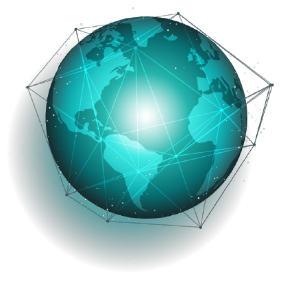 Globe with network of lines