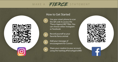 Image showing QR codes and instructions for using the Fierce app via Instagram or Facebook