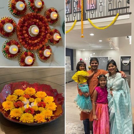 Family and Diwali decorations