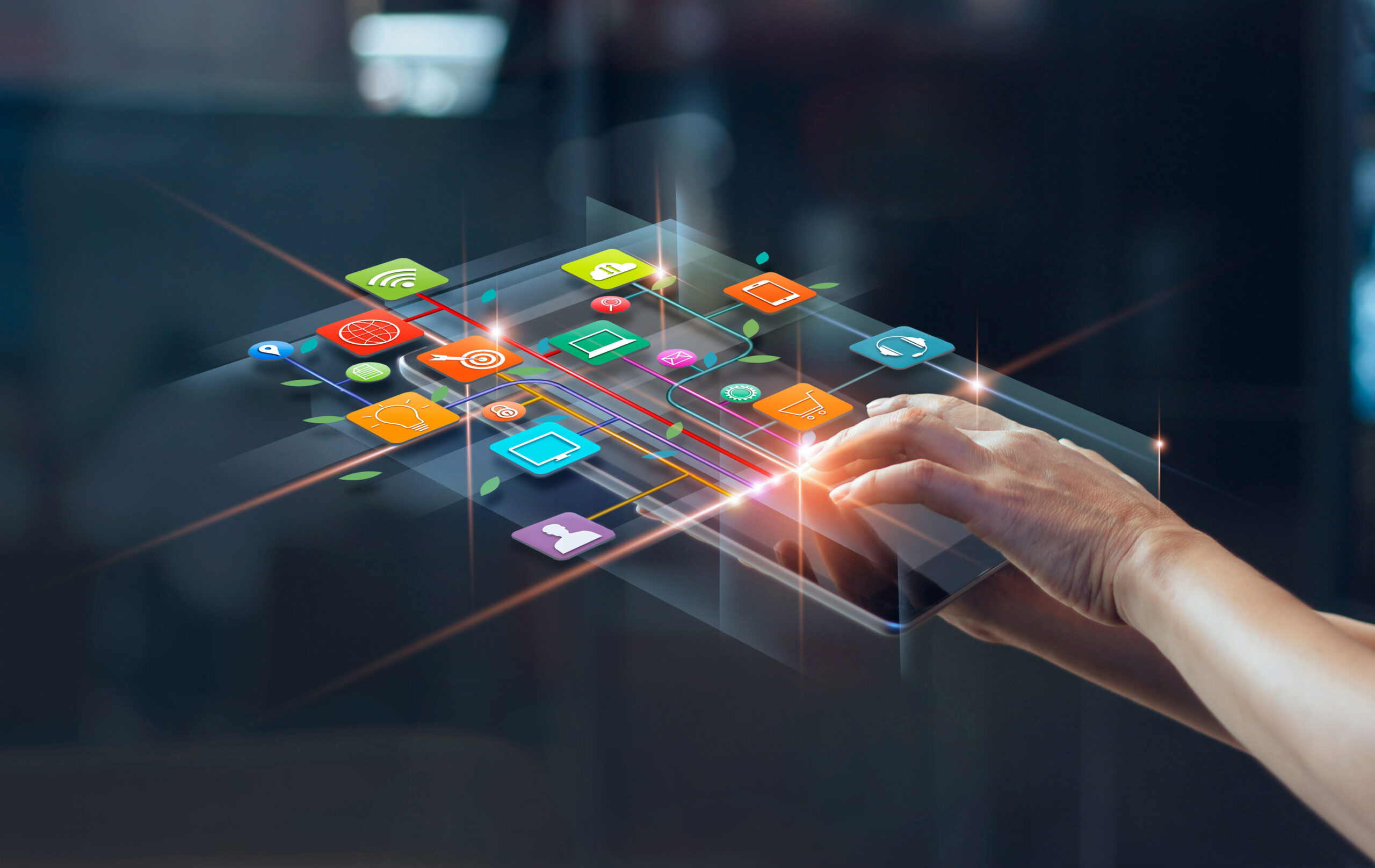 Hands using mobile payments, Digital marketing