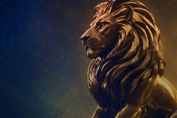 Gold lion statue